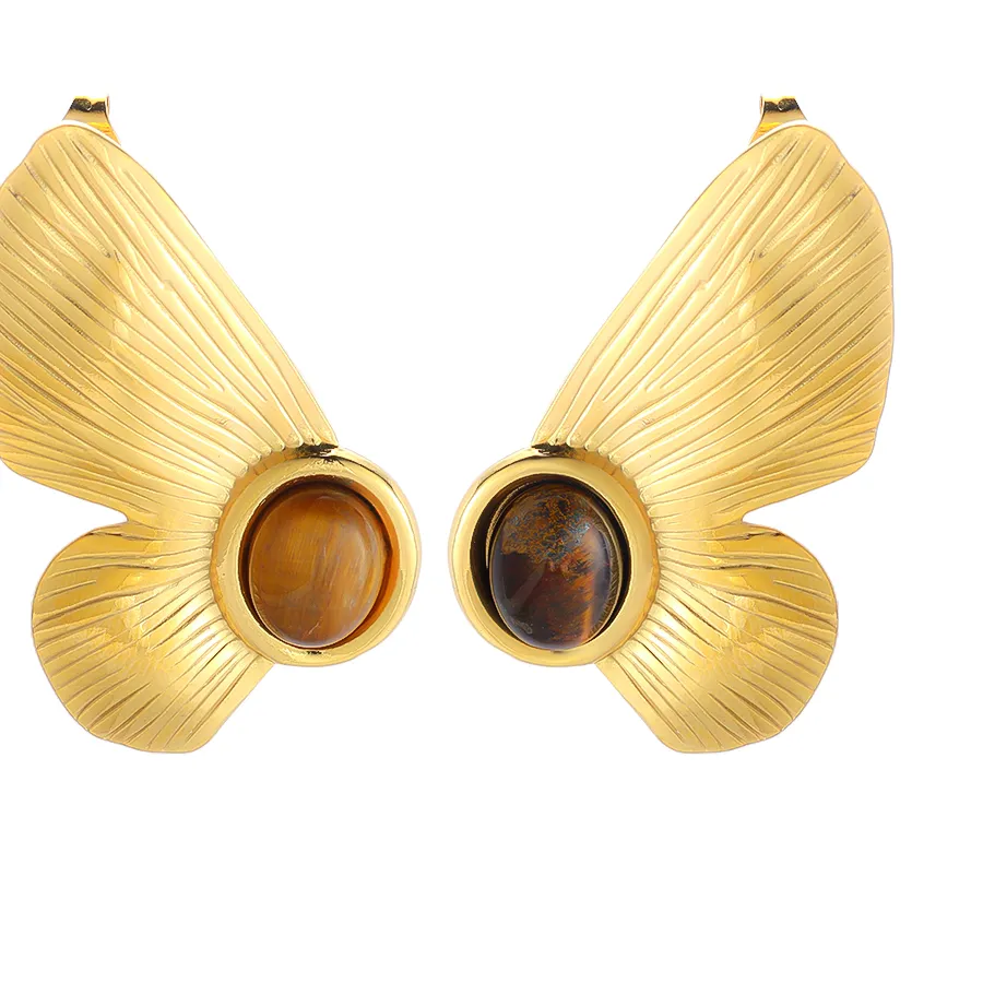 Authentic Whispers of the Golden Canopy: Ginkgo and Butterfly Amber Talisman Earrings