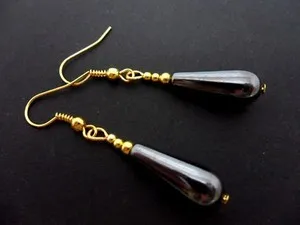 Authentic Golden Echoes of the Earth Star: Hematite Teardrop Talismans