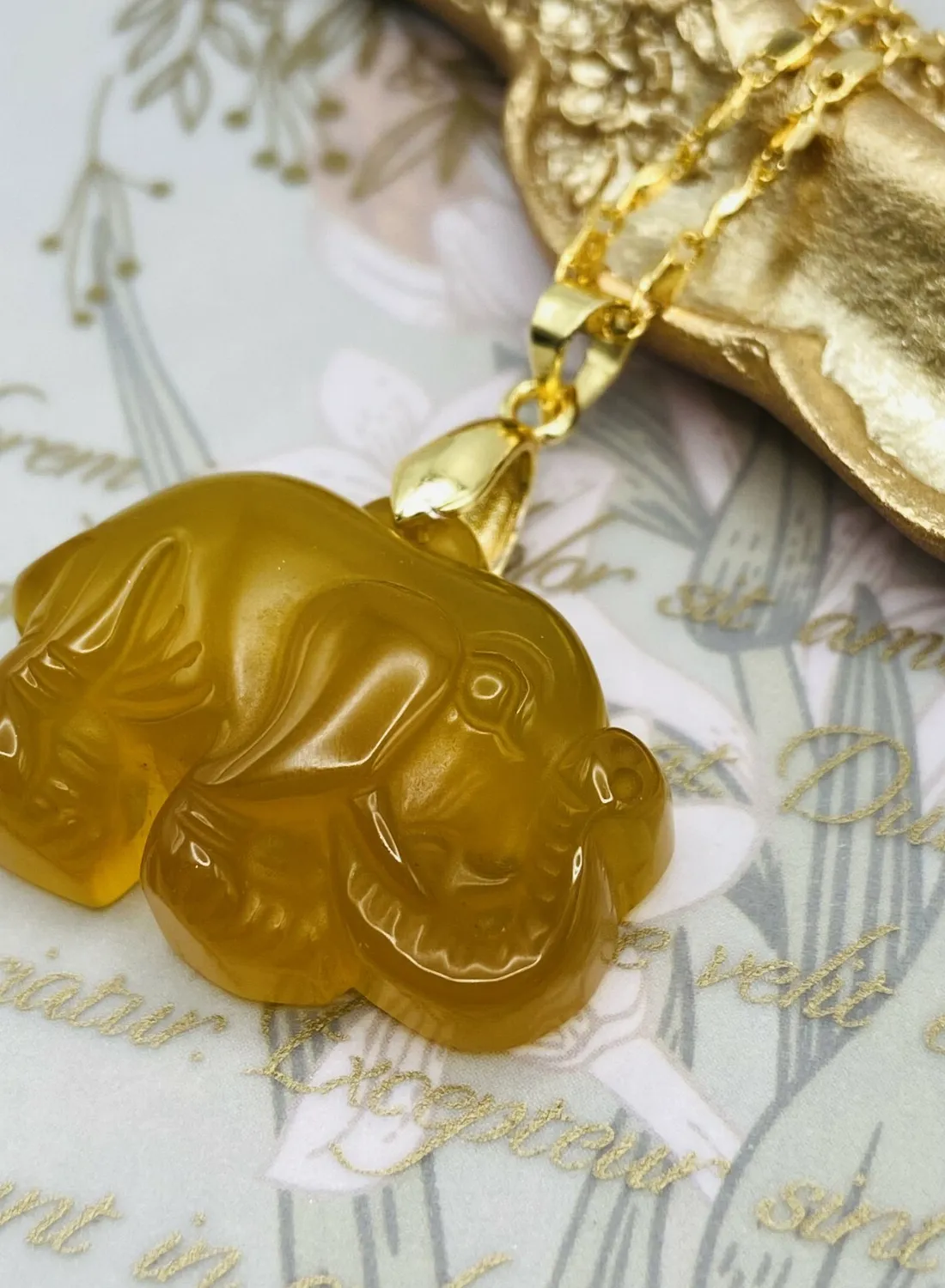 Authentic The Gilded Guardian: Hand-Carved Jade Elephant Talisman