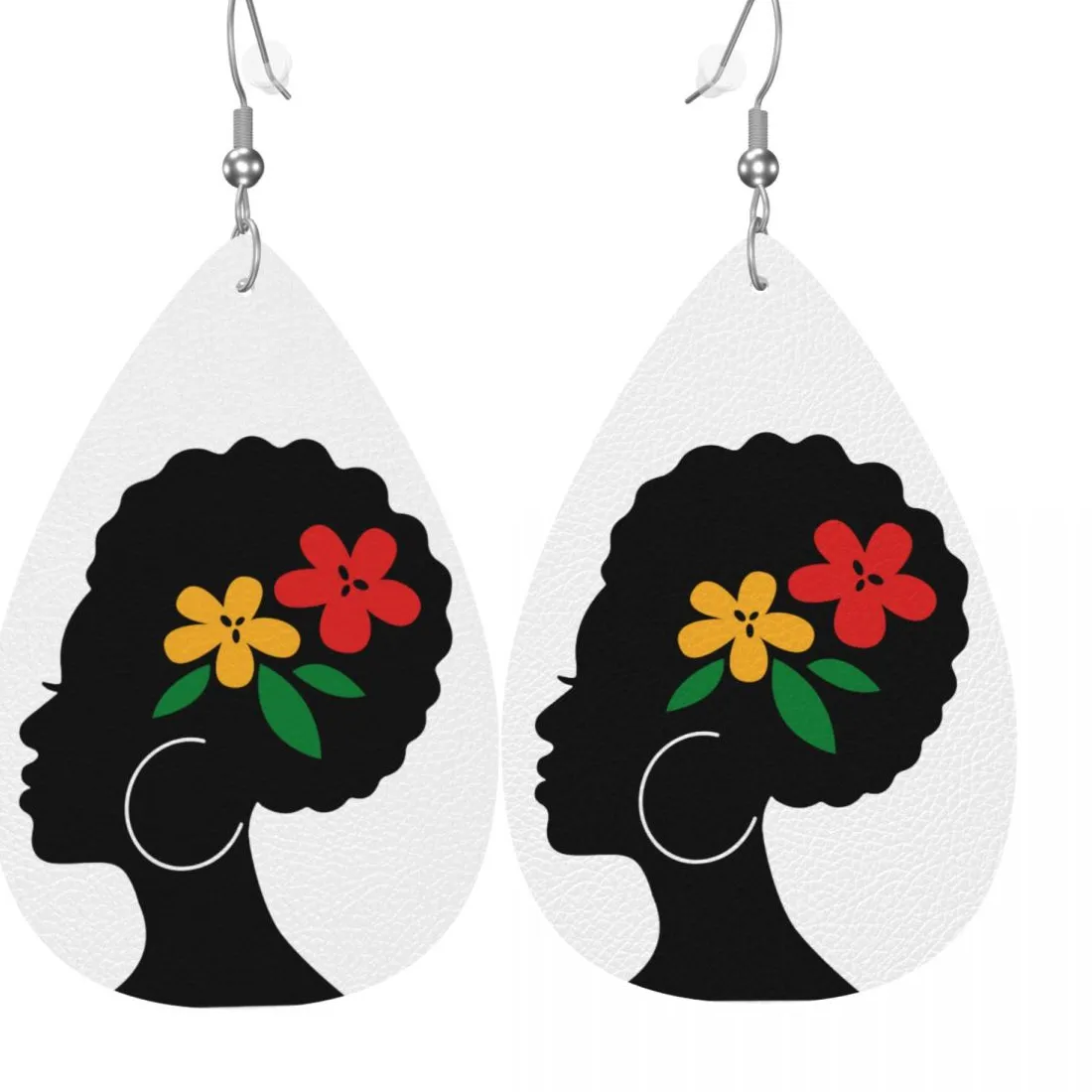 Authentic The Silhouette of Sovereignty: Abstract African Woman Leather Teardrop Talismans