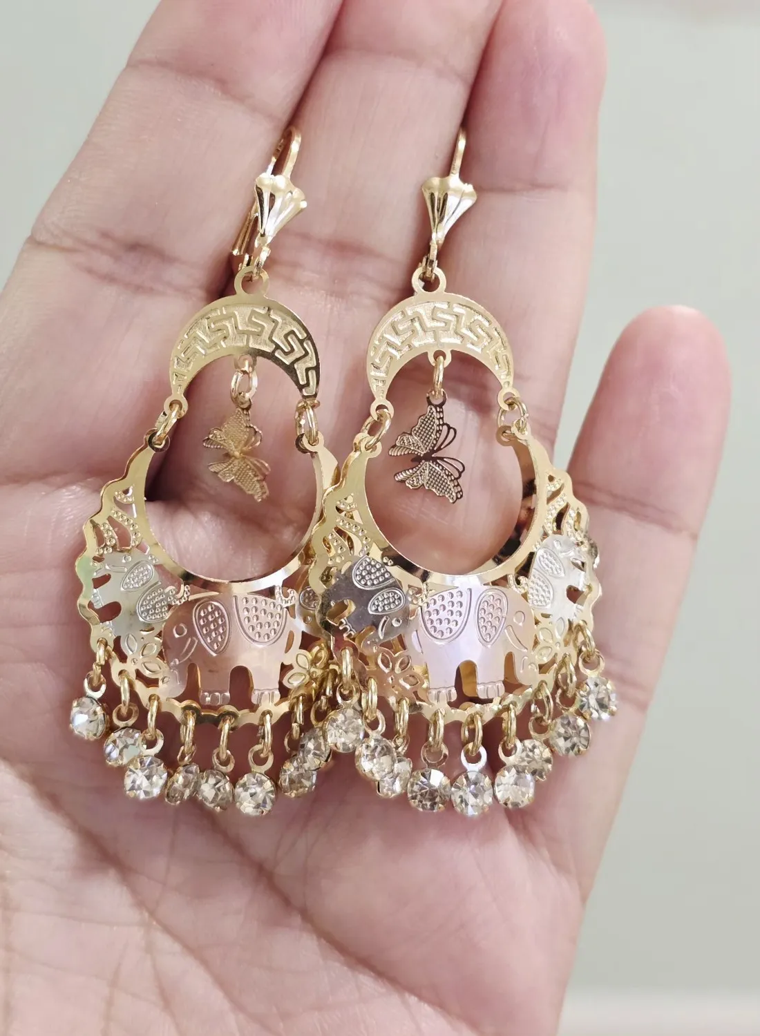 Authentic Celestial Ganesha Totems: 18k Gold-Plated Chandelier Earrings