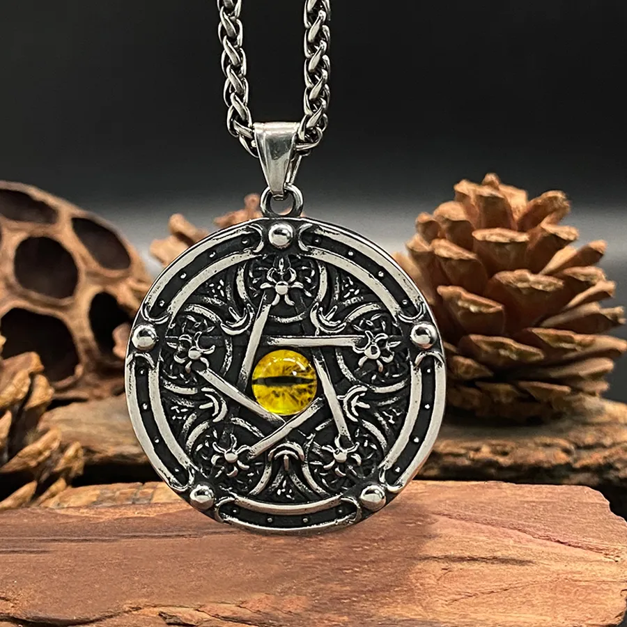 Authentic Guardian's Vigil: All-Seeing Eye Pentagram Pendant