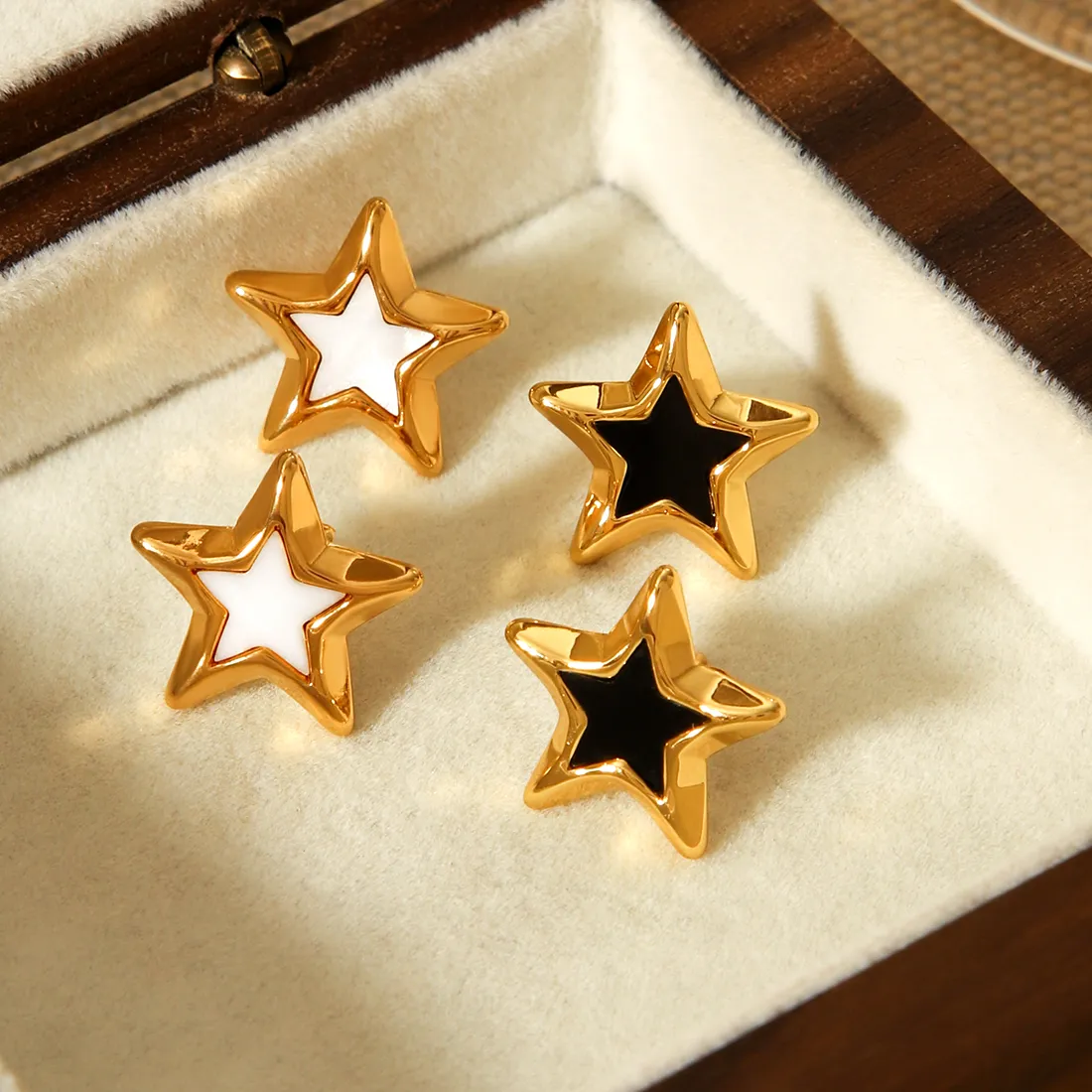 Authentic Celestial Pentagram Guardian Earrings in Radiant Gold