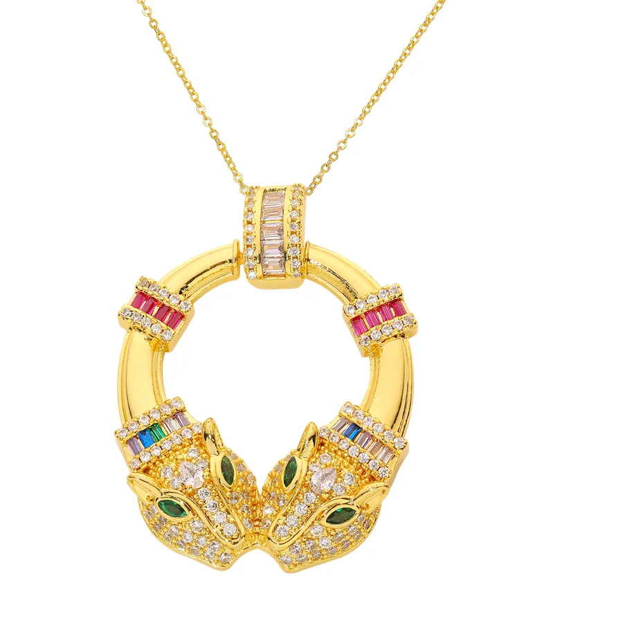 Authentic The Dual Panther Aegis: Gold-Plated Double Leopard Circle Talisman