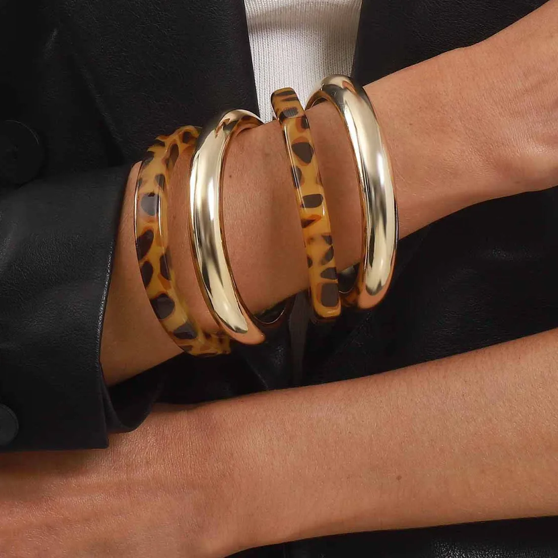 Authentic Gilded Feline Spirit Amber and Gold Resonance Bangle