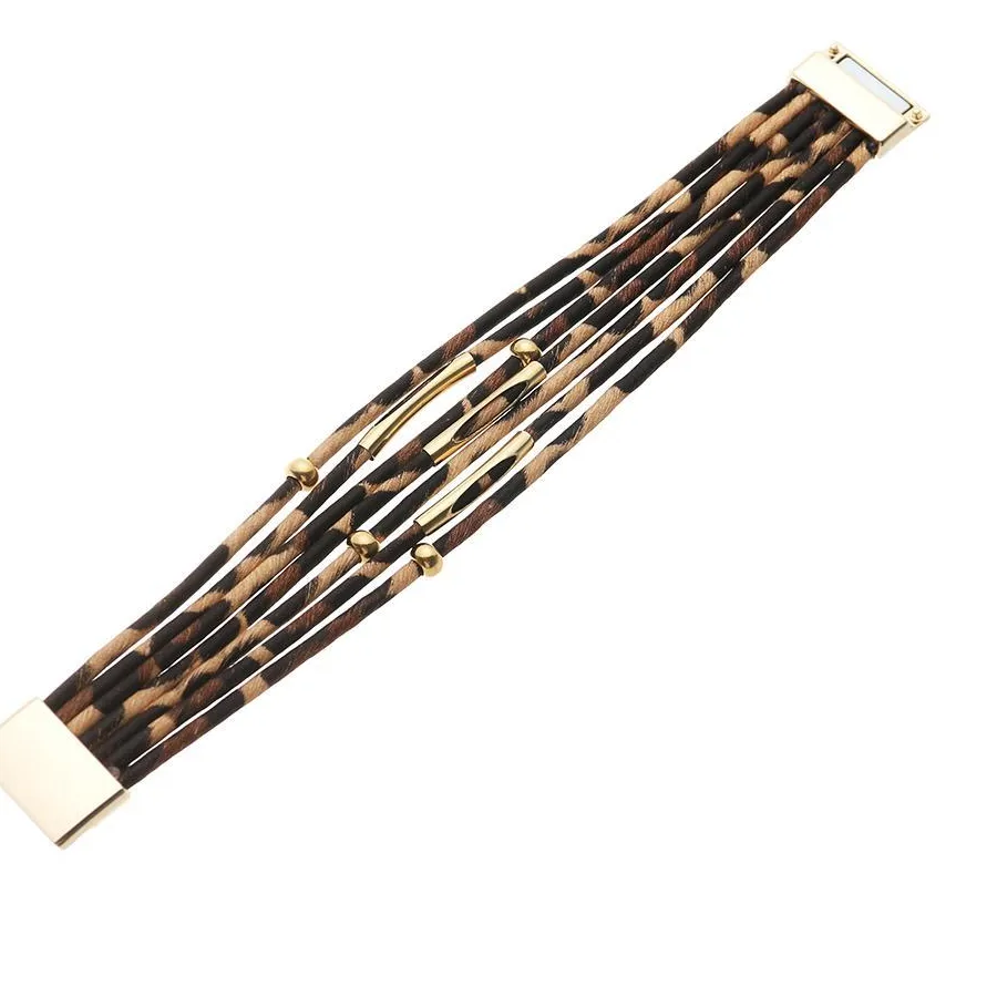 Authentic The Wild Grace Multilayer Leopard Leather Wrap Talisman
