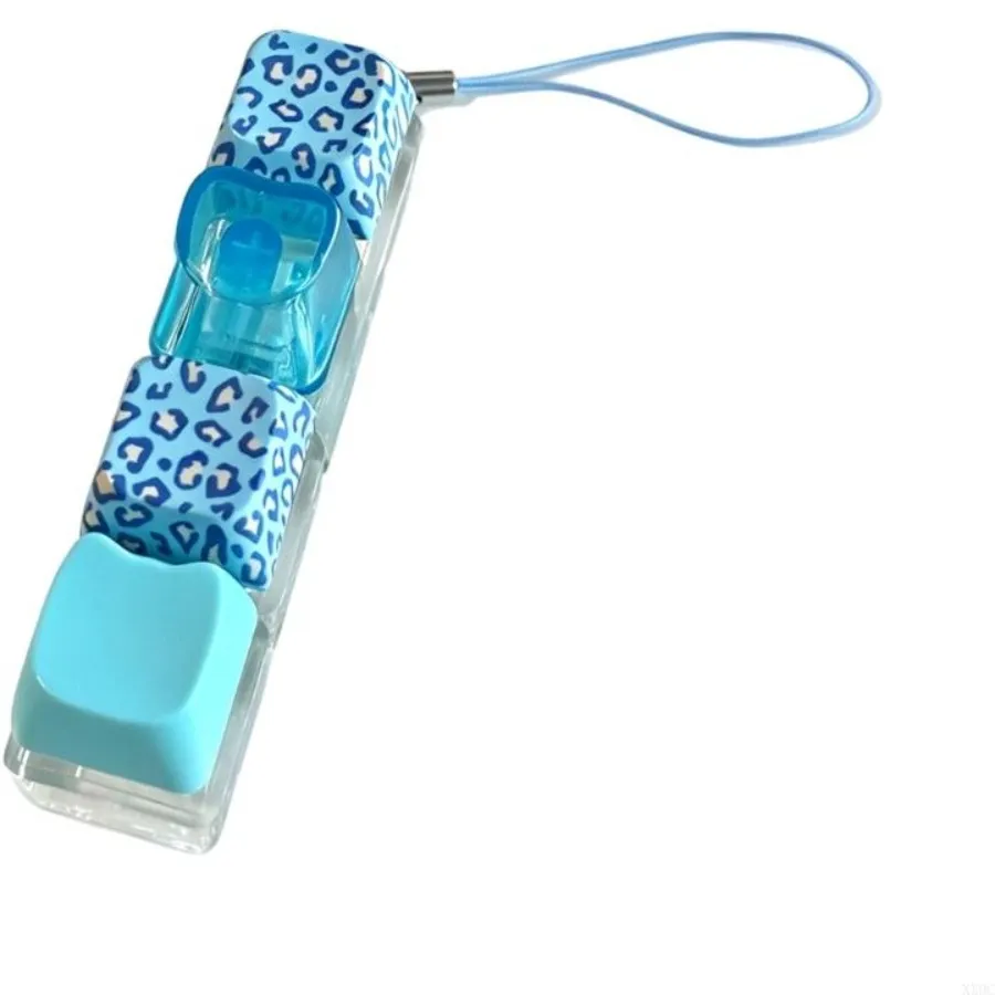 Authentic Backpack Pendant Leopard Print Keyboard Key Ring Clickable Button 4 Keys Keyboard Fidget Keychain Fingertip Polka Dot