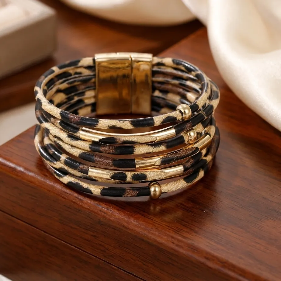 Authentic The Wild-Hearted Sentinel: Leopard-Patterned Leather Talisman