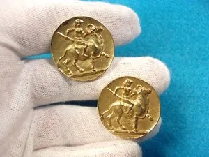 Authentic The Minoan Rider: Vintage Gold-Plated Cufflinks of Ancient Myth