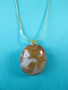 Authentic Sacred Harmony of Earth and Sky: Light Brown & Clear Agate Pendant