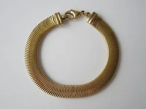 Authentic Gold-Colored Gold Plated Snake Chain Flat Amerik 20.6 G/21 Cm/B:1.0 Cm