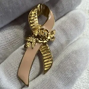 Authentic The Eternal Blossom: Rose Gold-Plated Pink Ribbon Sacred Talisman