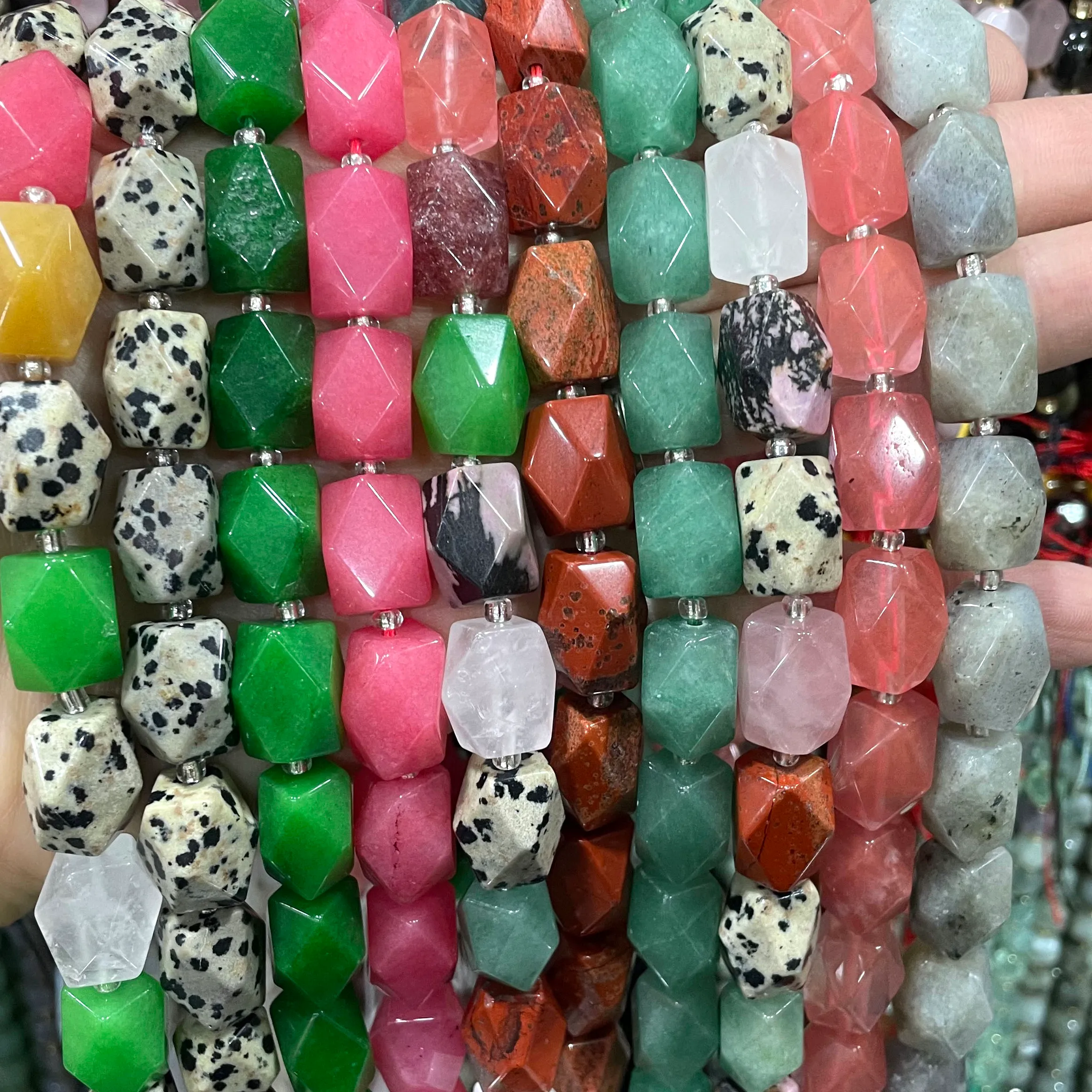Authentic Aventurine's Heart of the Earth: Faceted Jasper Spacer Beads for Deep Connection