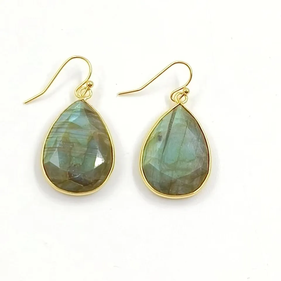 Authentic WT-E189 Earrings Labradorite Stone With 24k Gold Plated For Elegant Women Jewelry Charming Accessory