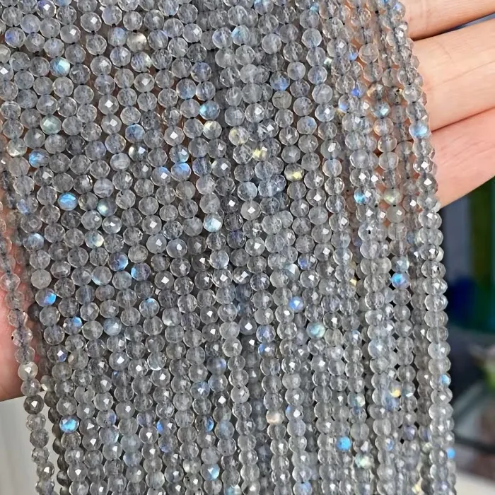 Authentic Natural Labradorite Sunstone Apatite Gemstone Beads Small Loose Faceted Stone Beads for Bracelet Making DIY Jewelry Accessory