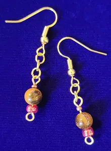 Authentic Solar Radiance Tigers Eye and Crimson Amulet Earrings