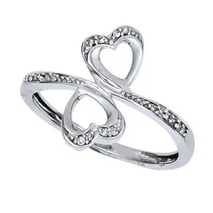 Authentic The Eternal Heart Diamond Band in 14K White Gold Plate