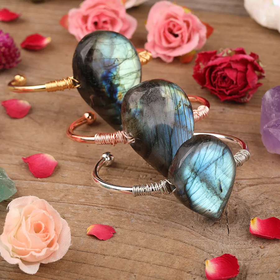 Authentic The Aurora Veil: Labradorite and Gold Illumination Cuff
