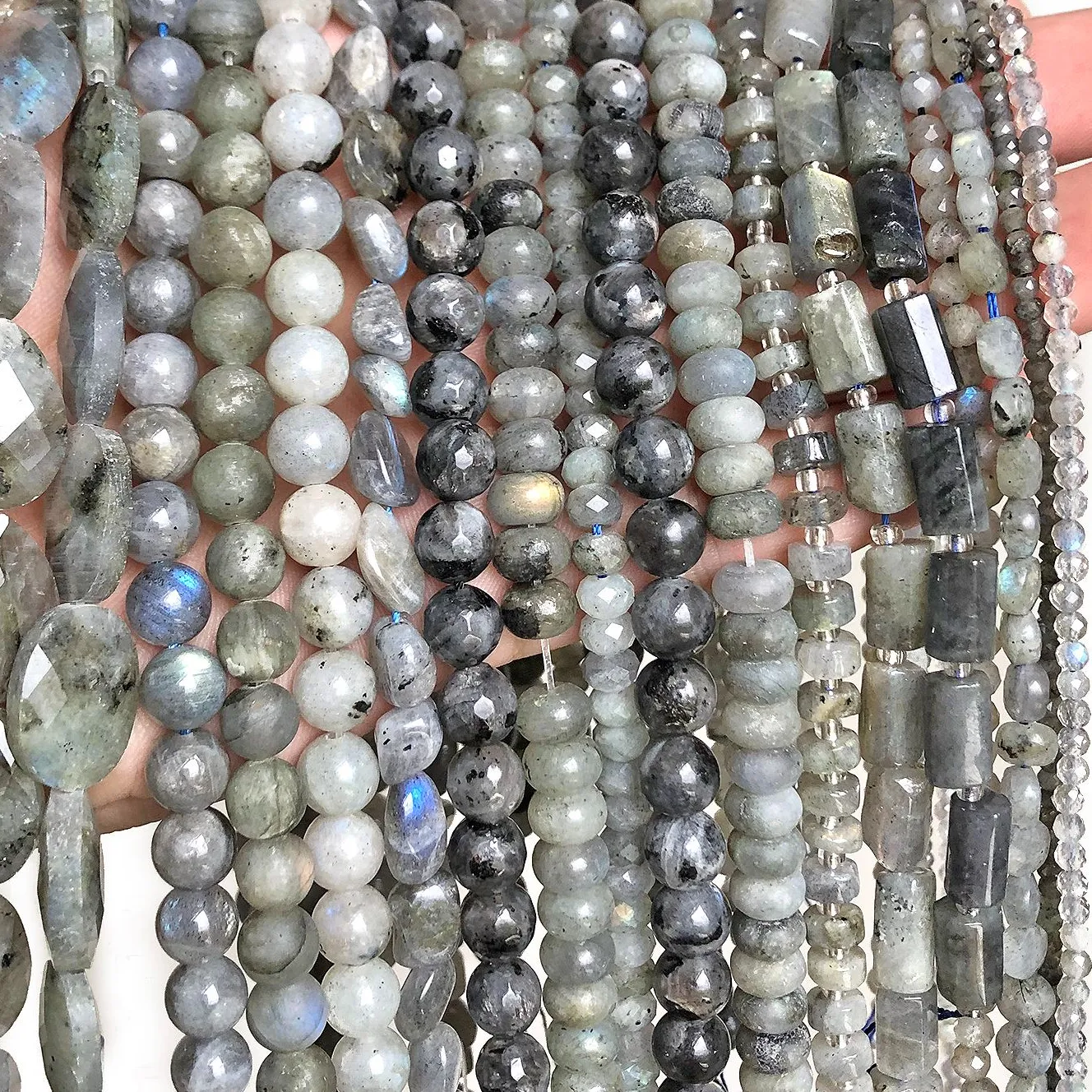 Authentic Heart of Protection: Gray Labradorite Faceted Beads for Spiritual Balance