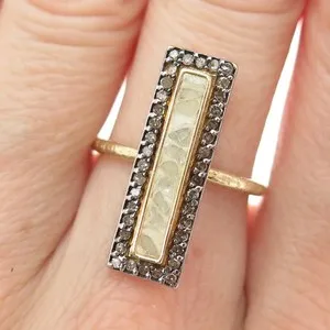 Authentic Radiant Luminescence: The Champagne White Diamond Gold-Plated Adjustable Ring