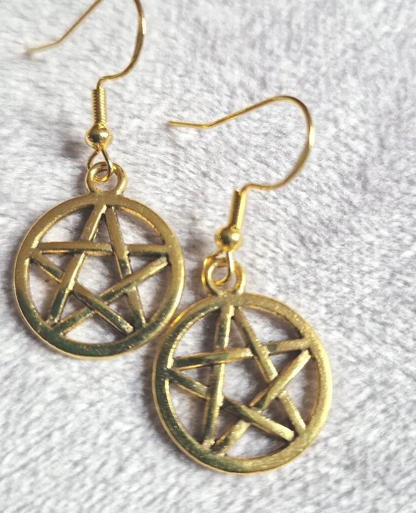 Authentic Celestial Pentagram Amulet Earrings: Vessels of Elemental Harmony