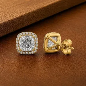 Authentic Celestial Princess Halo: 1‑Carat Gold‑Plated Studs of Light