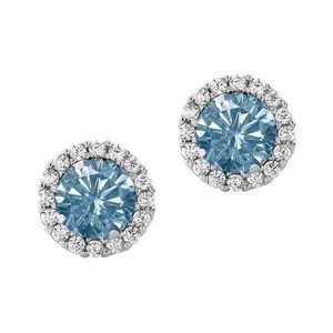 Authentic Celestial Azure Halo Studs: Radiant Orbs of Ethereal Clarity