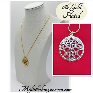 Authentic Tree Of Life Pentagram & Lunar Pendant Sacred Geometry Talisman In 18K Gold Plating