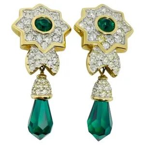 Authentic The Gilded Avian Drop: Signed Swarovski Emerald Crystal Talisman