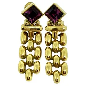 Authentic Radiant Twilight: Vintage Swarovski Crystal Swan Clip Earrings in Luminous Gold Plate