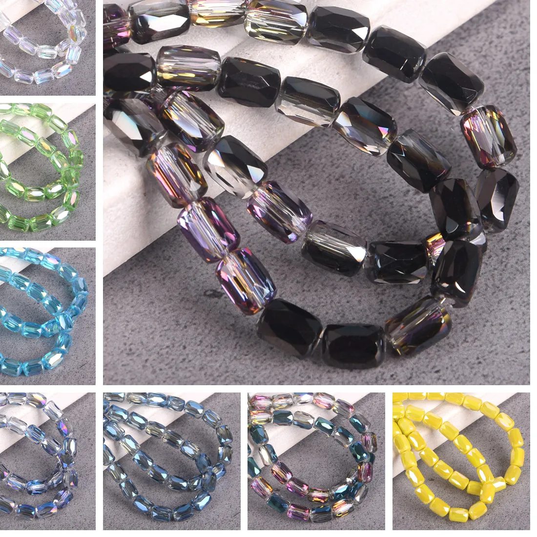 Authentic Veils Of Aurora Faceted Crystal Cylinder Beads For Sacred Crafting
