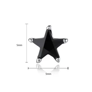 Authentic Black Pentagram Earrings Inlaid Zircon Simple Women's Gold Plated Jewelry