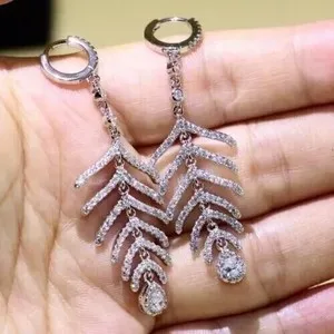 Authentic Celestial Plume Ethereal Diamond Drop Earrings