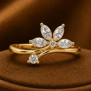 Authentic The Verdant Crown Marquise Leaf Wrap Ring