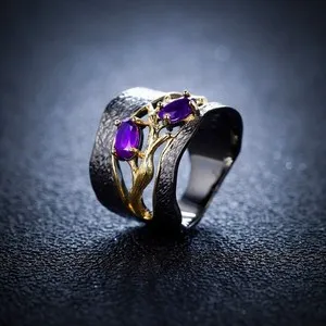 Authentic The Blossoming Amethyst: A Sacred Geometry Ring of Intuition and Grace
