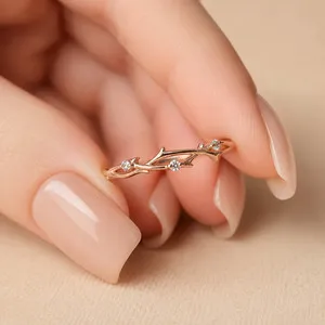 Authentic The Whispering Bough Moissanite Band in 18K Gold Plate