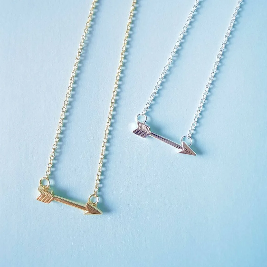 Authentic Silver or Gold Plated Cupid's Arrow Necklace Pendant Black Widow