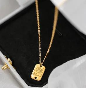 Authentic Gold Plated Titanium Angel Cupid Love Gold Bar Necklace 16-18"