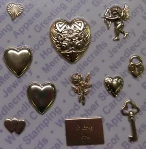 Authentic 92435 Gold Plated Astd Hearts/Cupid/Love Findings / Blister Card x 4