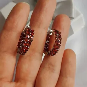 Authentic Crimson Flame Huggie Hoops of Passion and Vitality