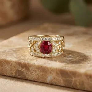 Authentic Guardian of Endless Love: 3Ct Garnet Cushion Cut Ring in 14K Yellow Gold Plated Elegance