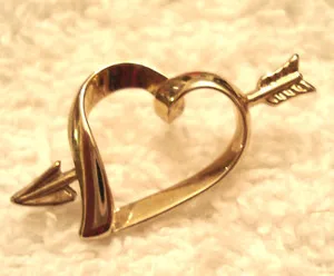 Authentic Avon TACK PIN CUPID ARROW HEART Lapel Tack Back VTG 1980's Gold Plated Jewelry