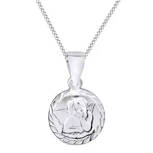 Authentic Mini Baby Cherub Cupid Angel 14K White Gold Plated Pendant Necklace