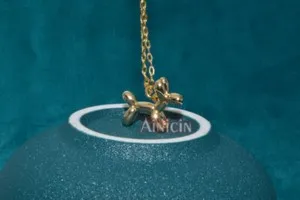 Authentic Golden Balloon Dog Earring Set: Lunar Chain of Joy