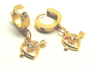 Authentic Twin Heart Zircon Love Earrings: Gold-Plated Cupid's Blessing
