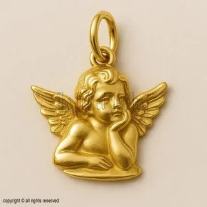 Authentic Celestial Messenger Cherub Talisman - 925 Sterling Silver & Gold Plated Cupid Amulet of Divine Love