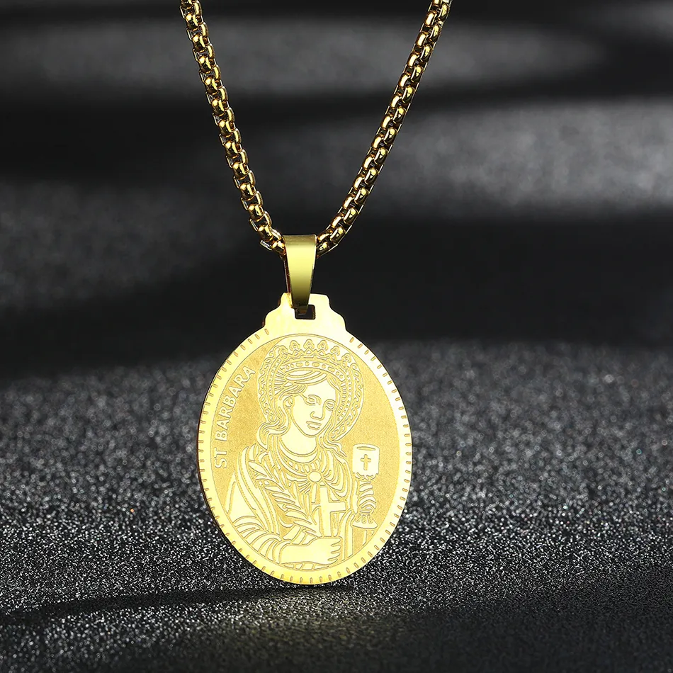 Authentic The Guardian of the Storm: Sacred Saint Barbara Gold-Plated Amulet