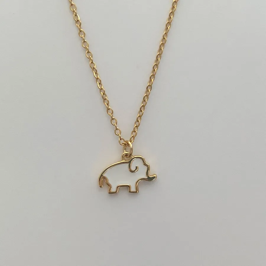 Authentic Simple Cute Gold Color Small Elephant Shape Charm Necklace Pendant Chain Clavicle Choker Collar Jewelry