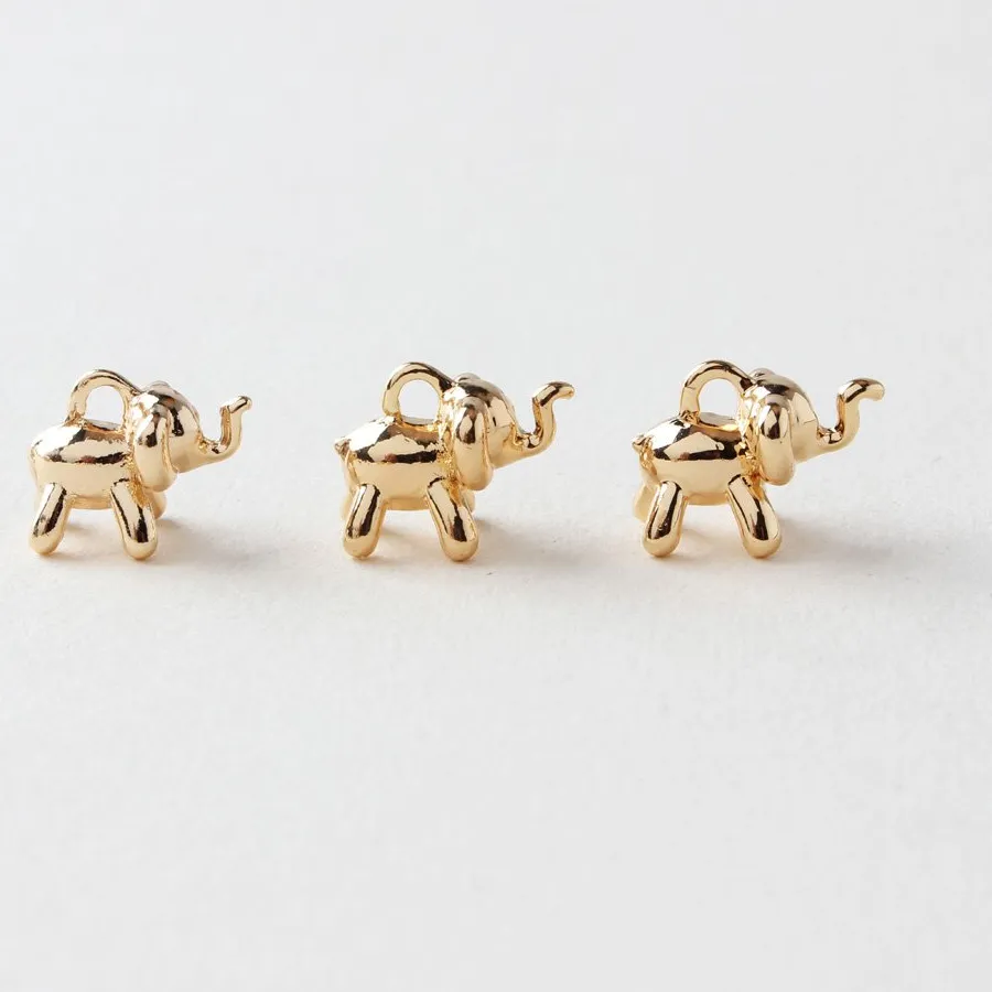 Authentic 4PCS 18k Gold Plating Mini Elephant Pendant Charms for Jewelry Making Bracelet Necklace DIY Hand Made Brass Accessories