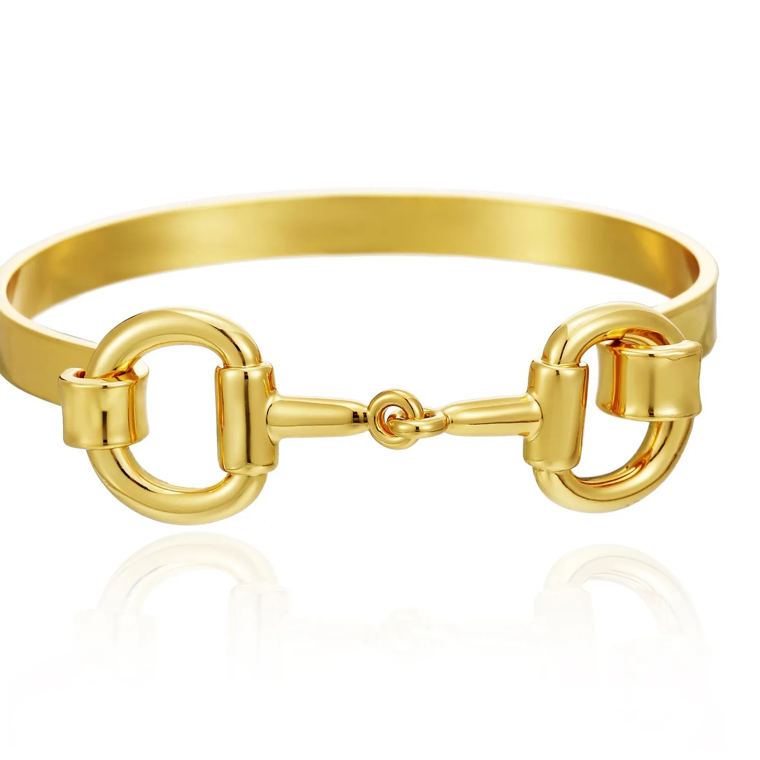 Authentic AOLIMI 18K Gold Plated Horse Bit Bangle Bracelets for Women Trendy Horseshoe ...